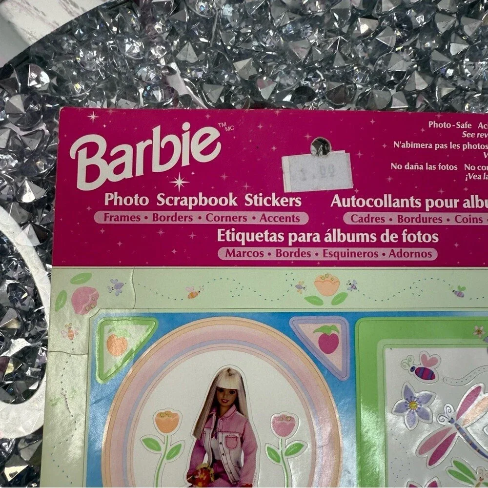 Barbie sticker sheet sandy lion Photo Scrapbook Pink Green Purple Floral Frames